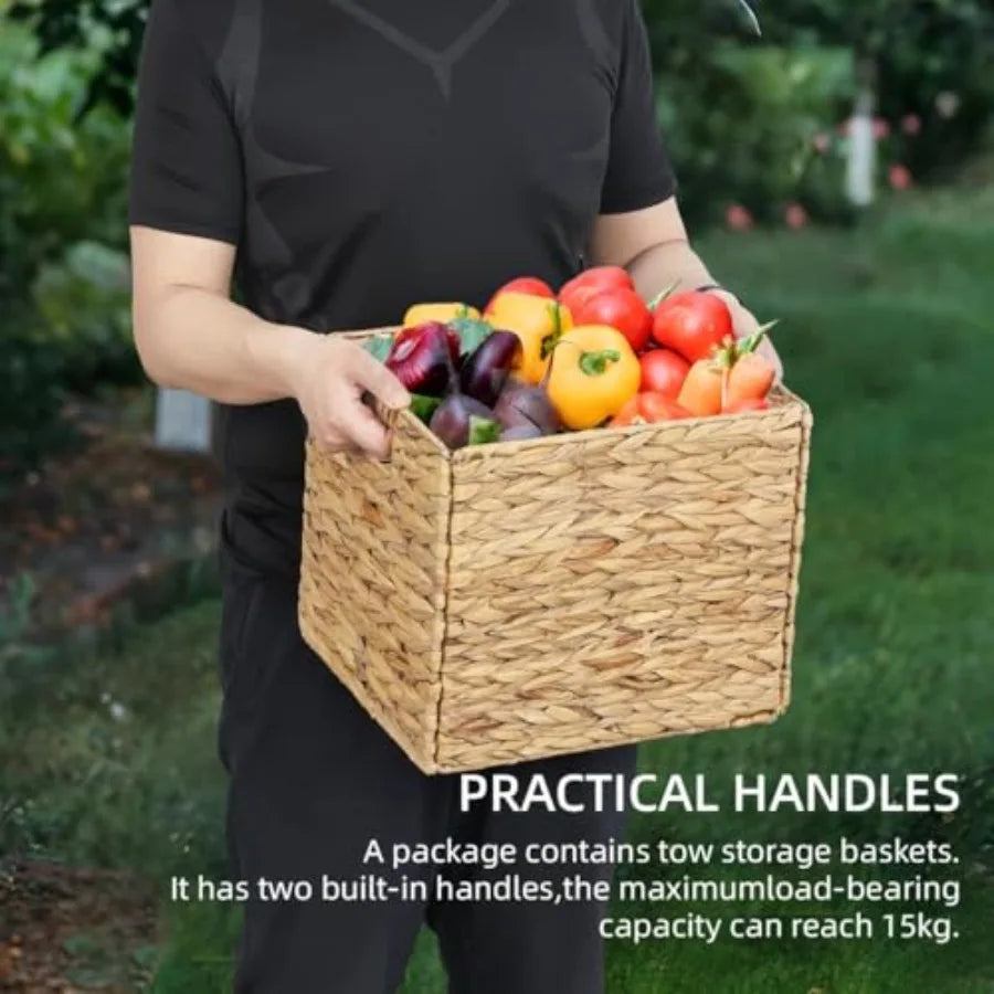Water Hyacinth Storage Baskets With Handles Foldable