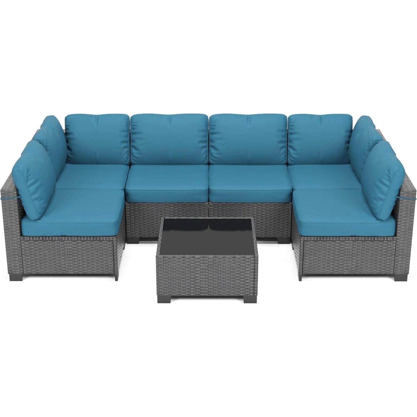 HobbyLane 7 Piece Modular Outdoor Furniture Set PE Rattan