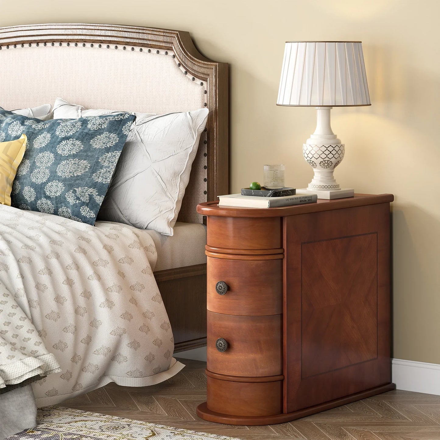 Tribesigns Solid Wood End Table With Drawer Nightstand