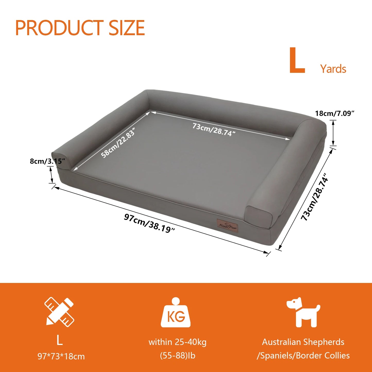 Borwart Orthopedic Dog Bed Bolster With Removable Cover