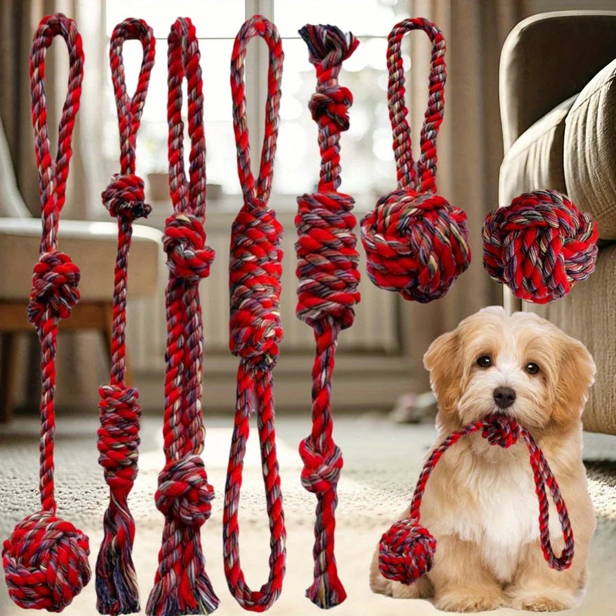 Heavy Duty Dog Rope Toy Set With Braided Knots