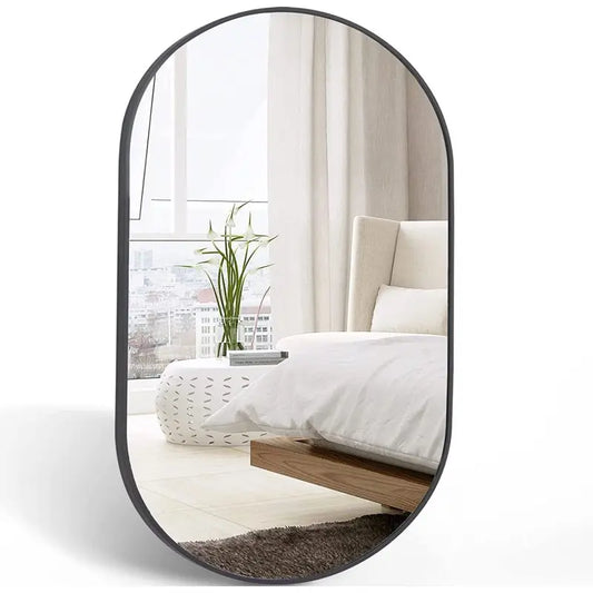 Oval Metal Vanity Mirror For Modern Bathroom Decor