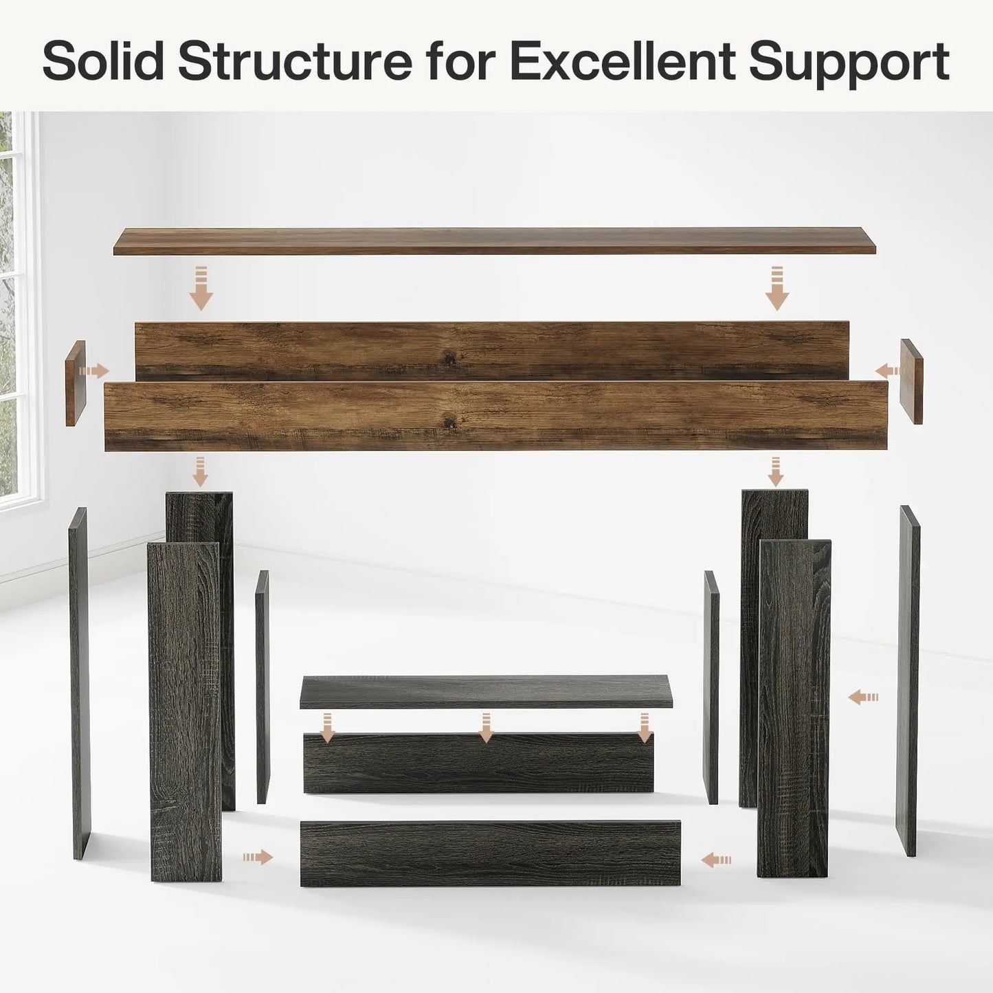 Tribesigns Farmhouse Console Table With U Shaped Base