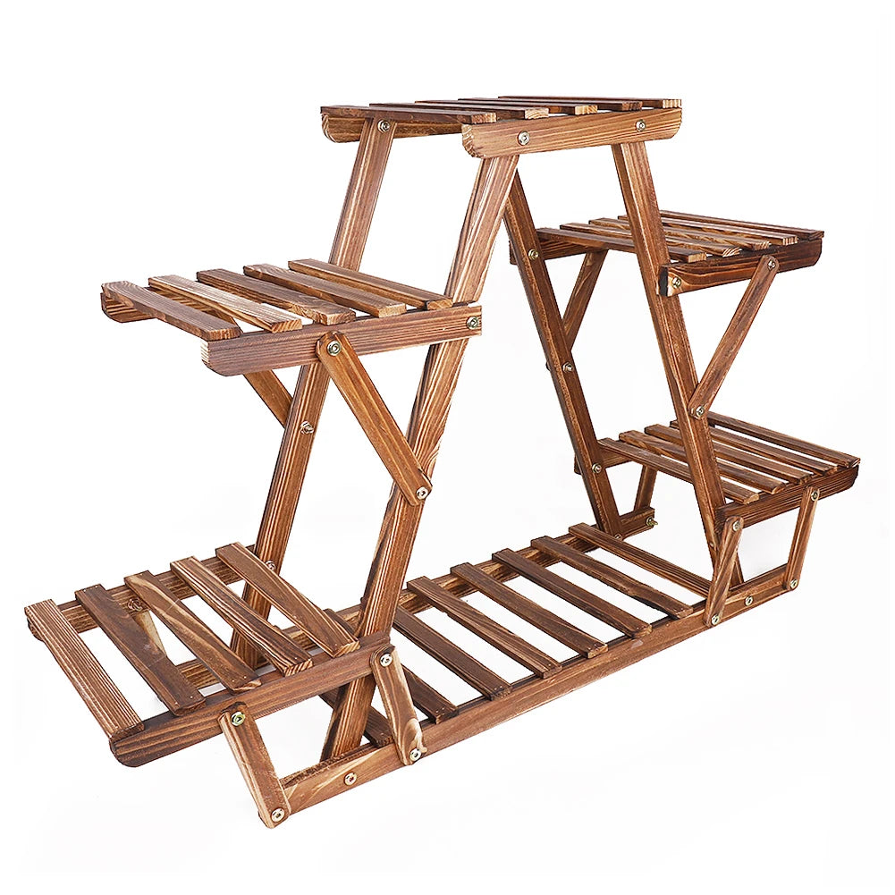 Wisfor 6-Tier Pine Wood Plant Stand Triangle Shelf