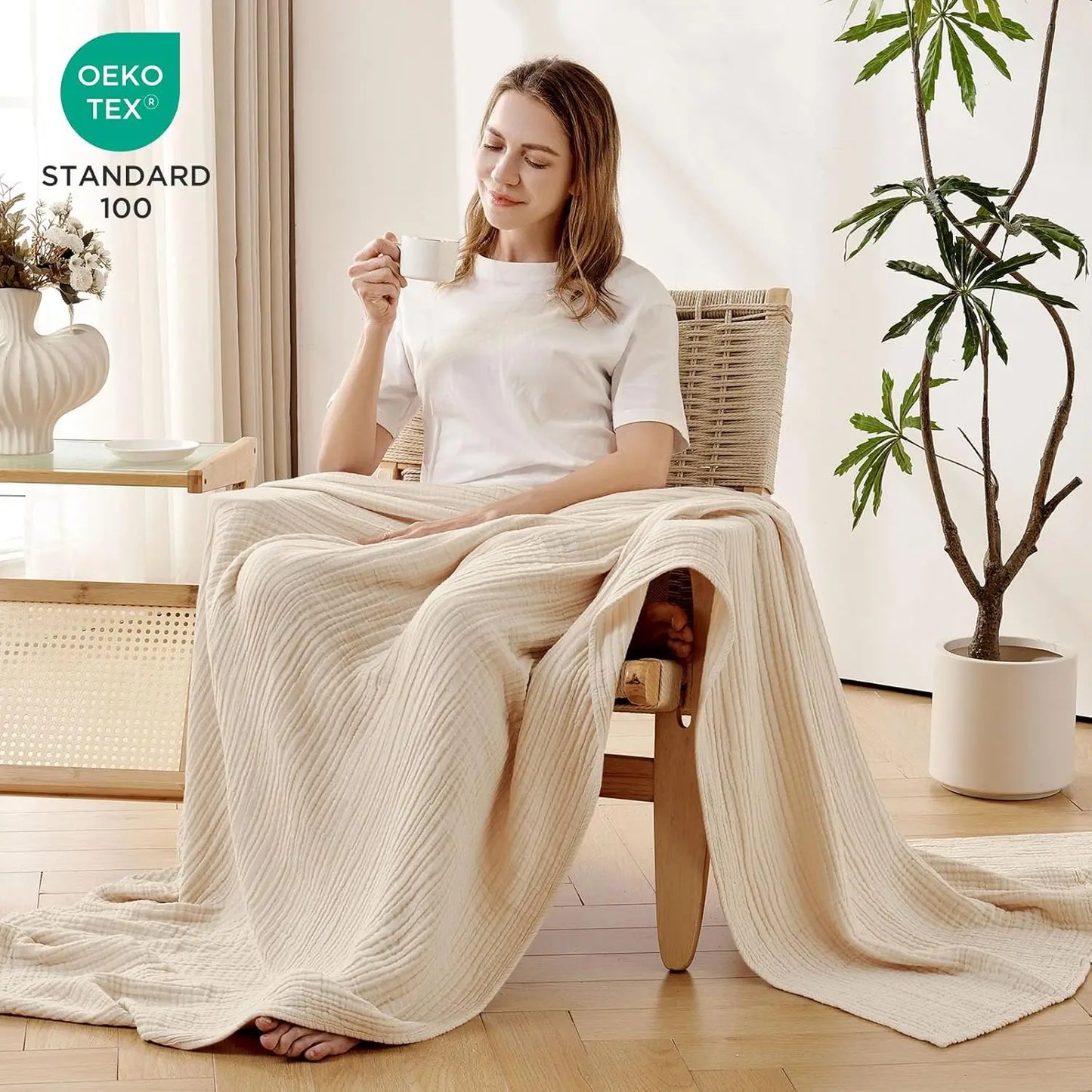 100 Percent Cotton Muslin Throw Blanket Lightweight