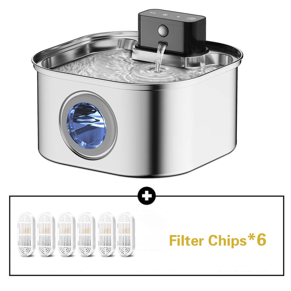 Stainless Steel Pet Water Fountain 3.2L Motion Sensor