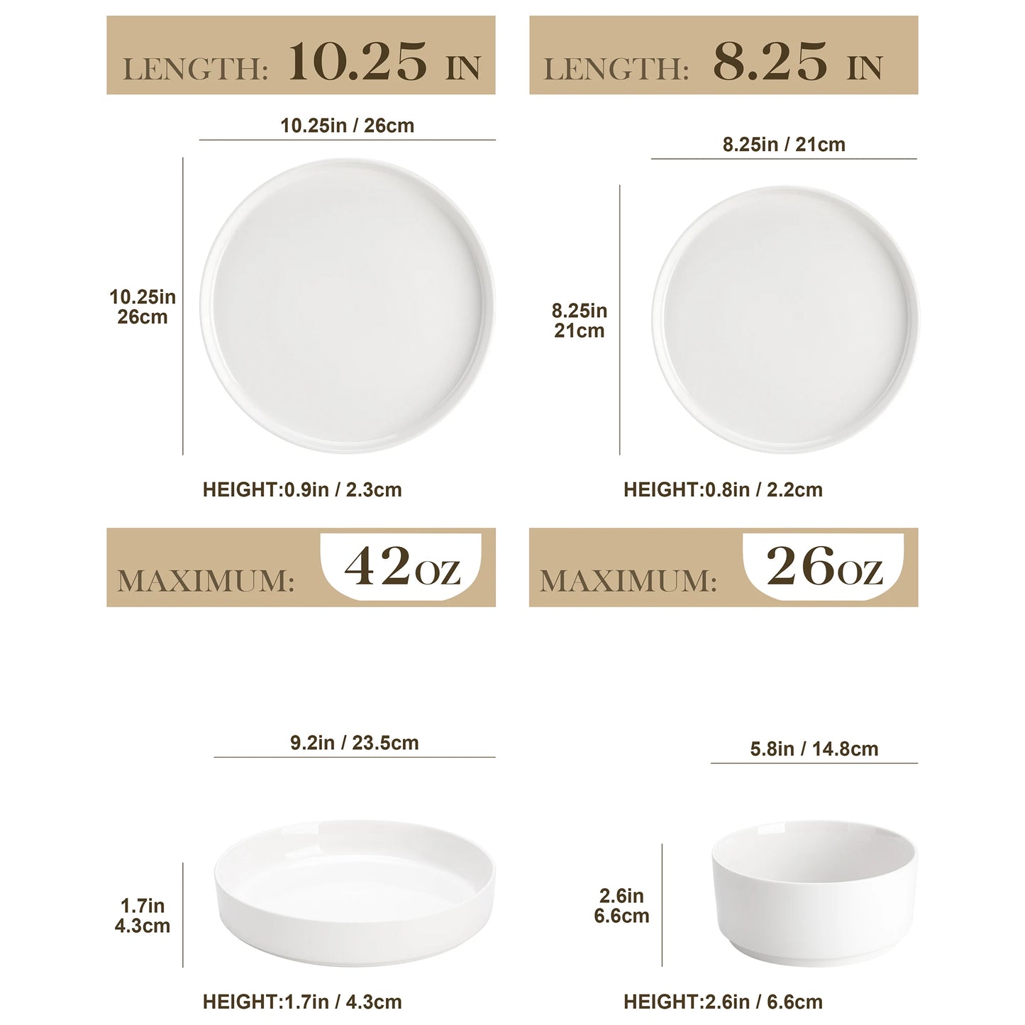 MALACASA Ceramic Dinnerware Set Plates and Bowls