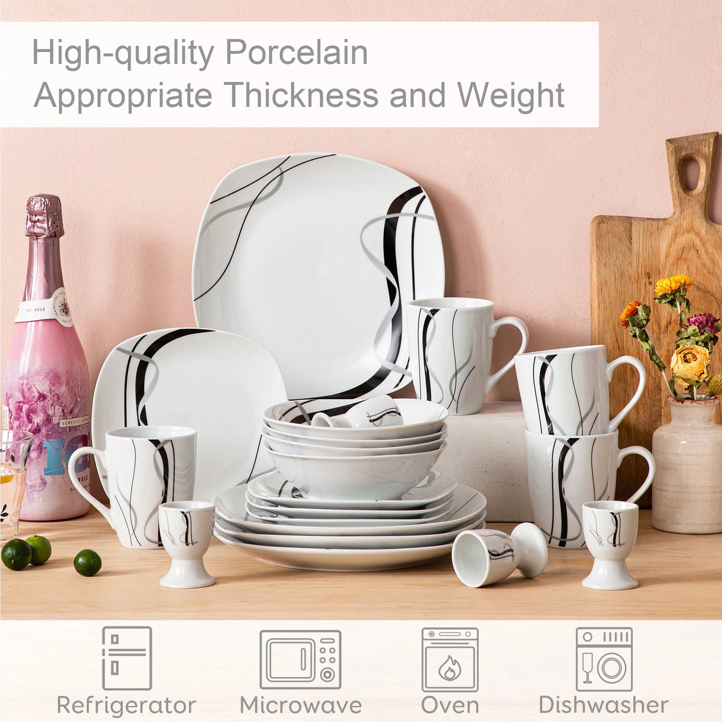 MALACASA Fiona Porcelain Dinnerware Set 20/40 Pieces