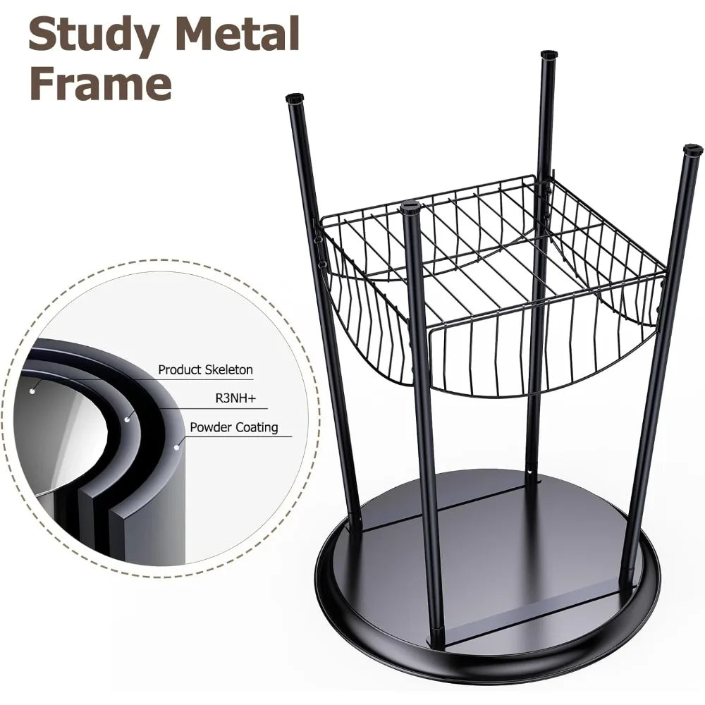 XIUWO Outdoor Side Table Two Tier Round Metal Patio