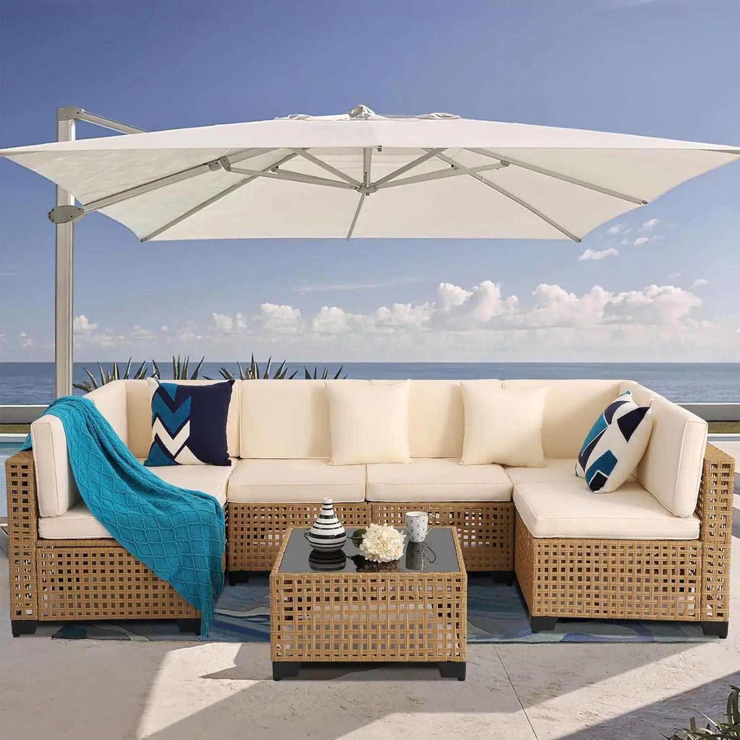 All Weather PE Rattan Modular Sectional Patio Set