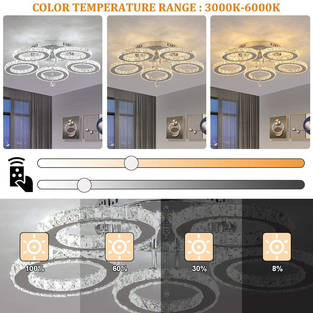 Vetrulus Crystal Led Ceiling Chandelier Light For Dining