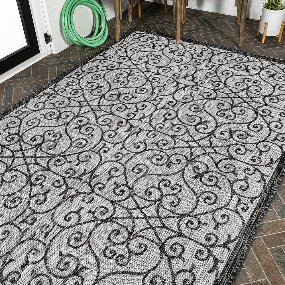 DIXSG Madrid Vintage Filigree Textured Indoor Outdoor Rug