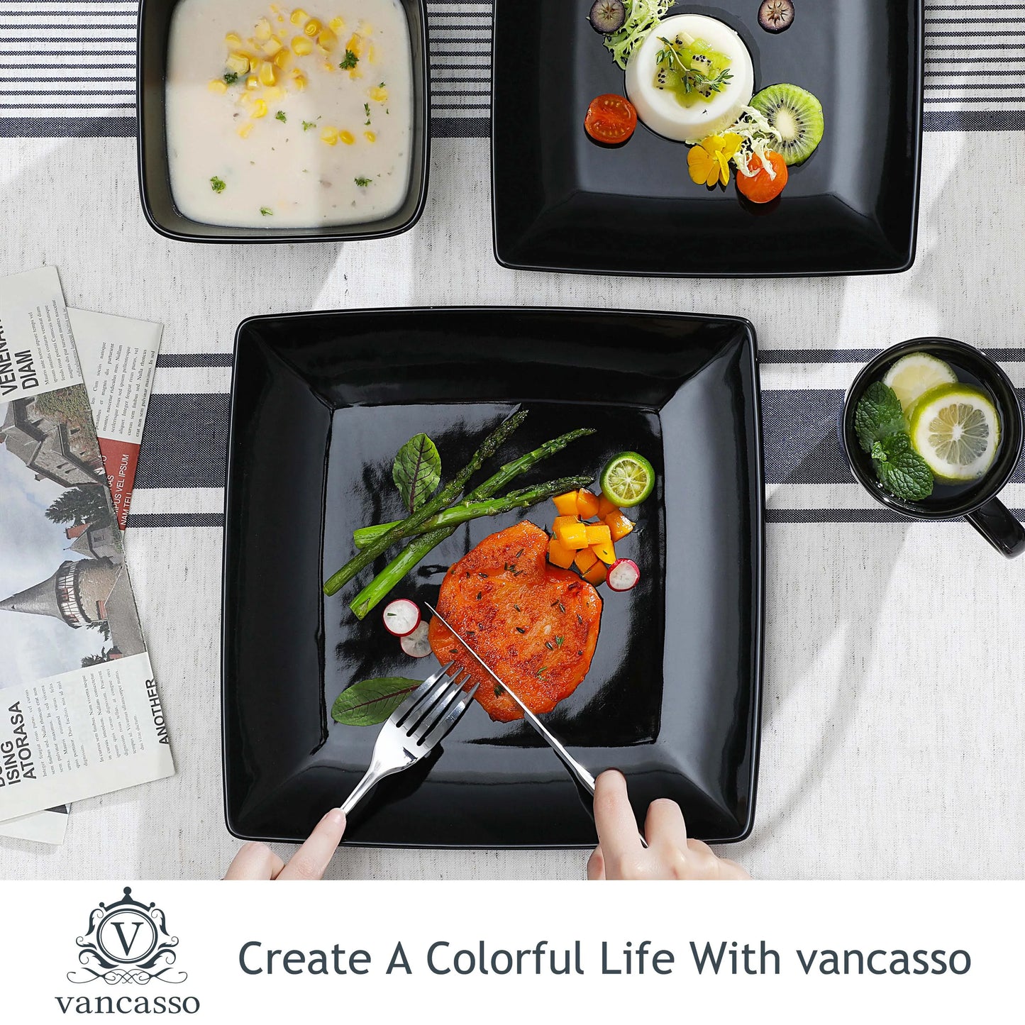 MALACASA SOHO Ceramic Porcelain Dinnerware Set