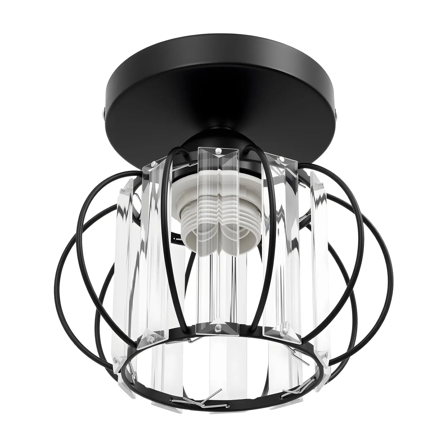 Modern Semi Flush Mount Ceiling Light Fixture With Crystal