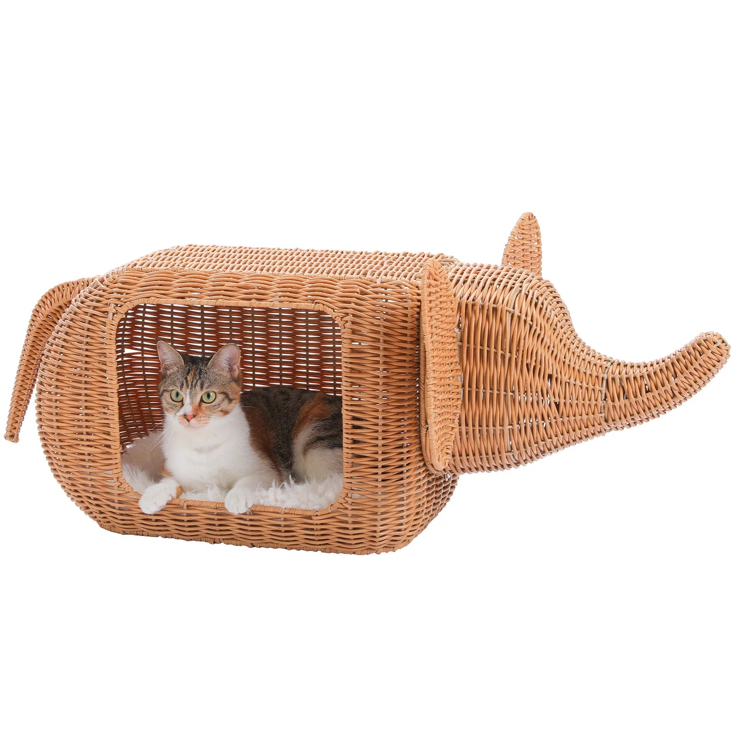PAWZ Road Elephant Cat Condo Handwoven Wicker Plush Cushion