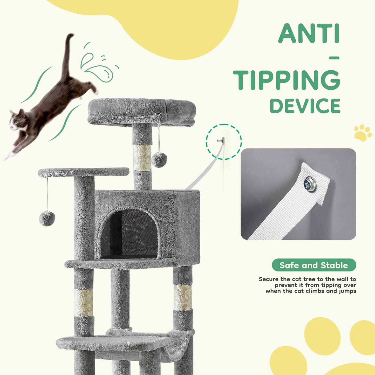 JHK Cat Tree Multi-Cat Climbing Tower With Scratching Posts