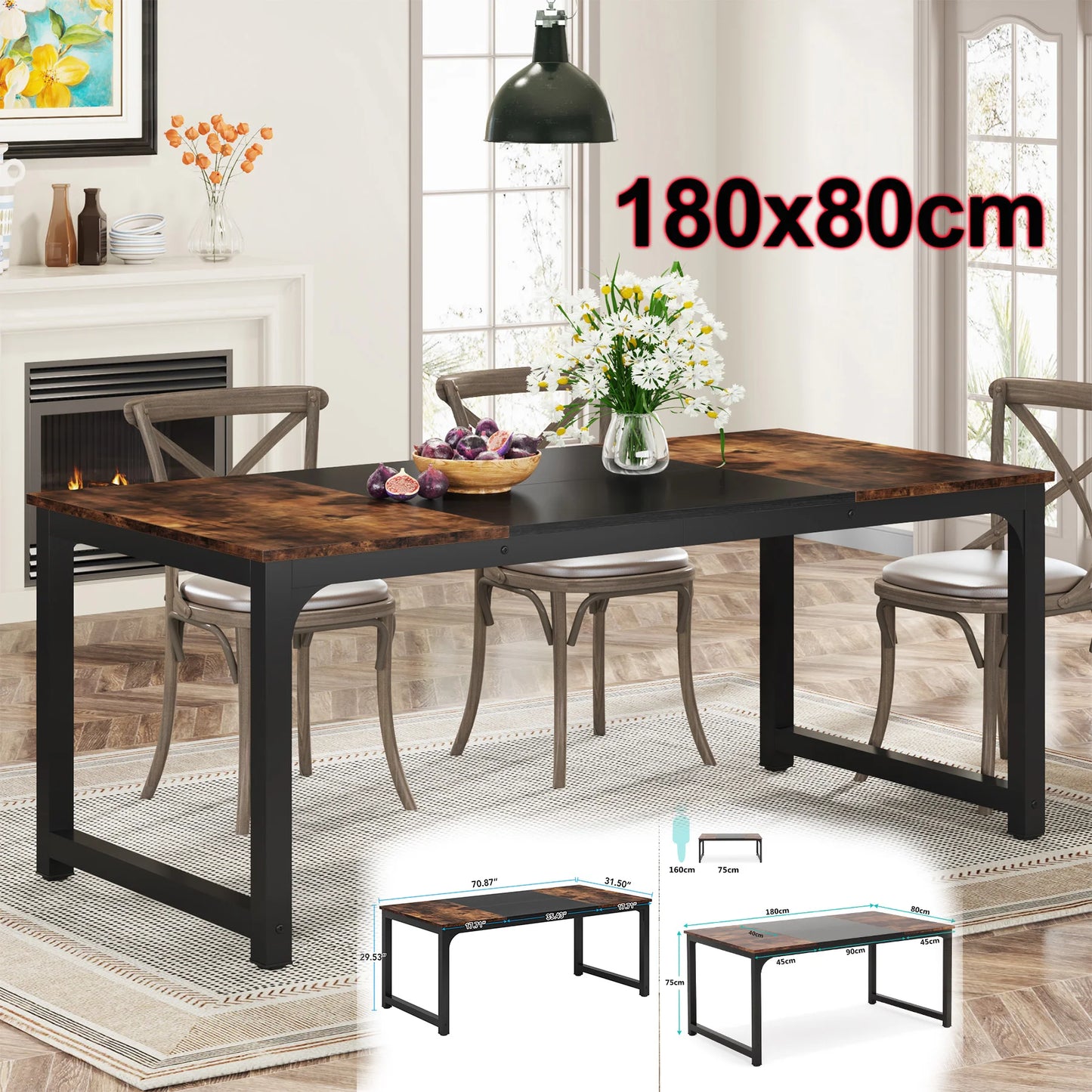 Tribesigns Industrial Dining Table For Kitchen