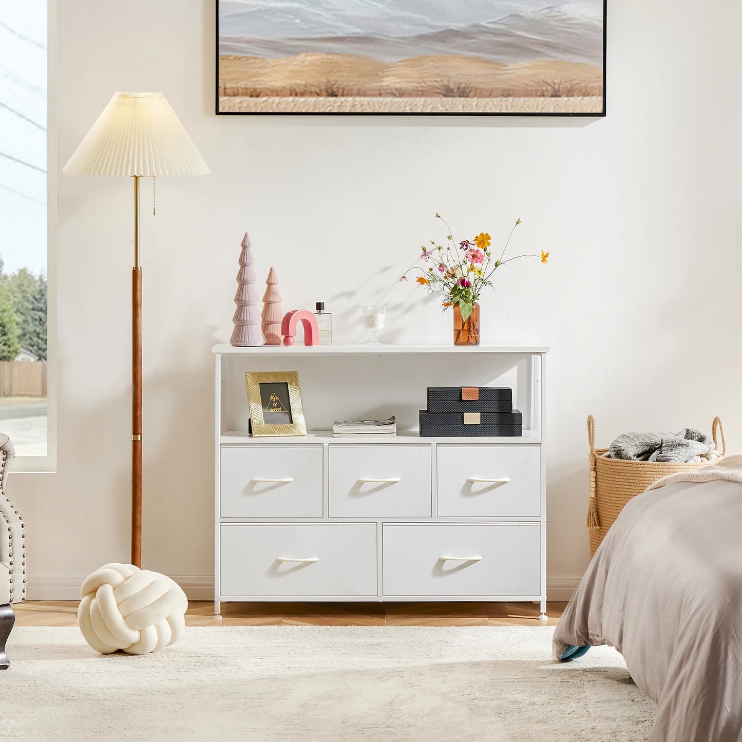 JHK Bedroom Wardrobe With Fabric Drawer Chest and Closet