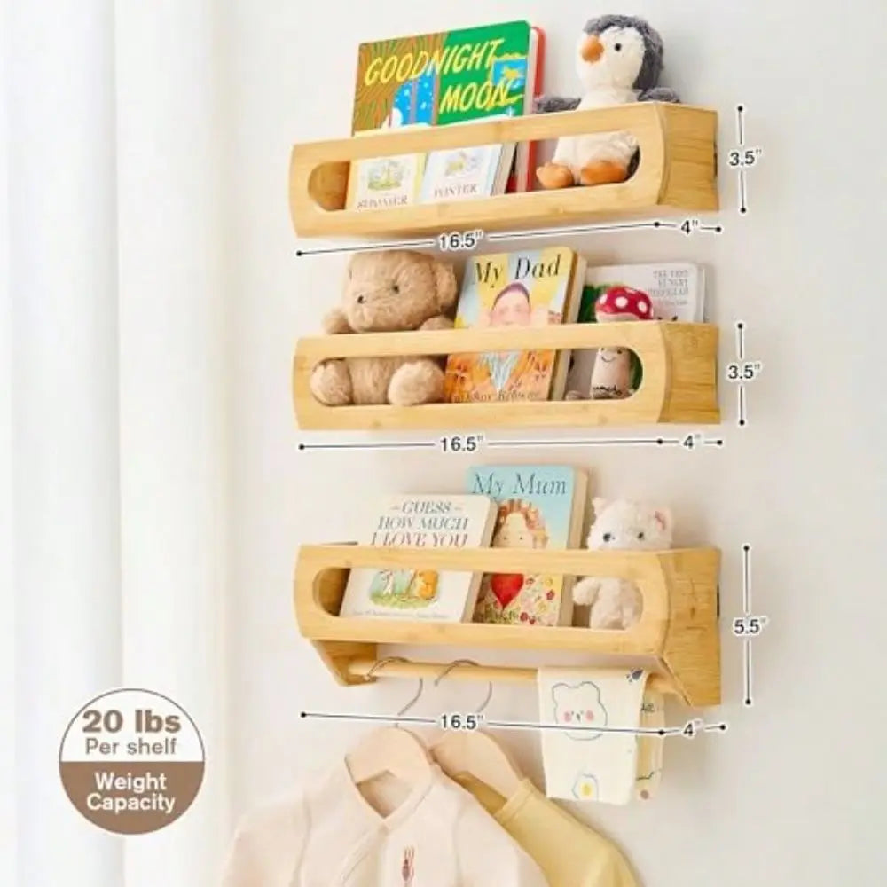Premium Bamboo Floating Bookshelf For Nursery