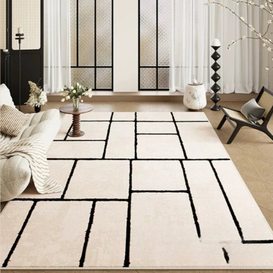 Retro Style Living Room Rug Geometric Polyester Mat