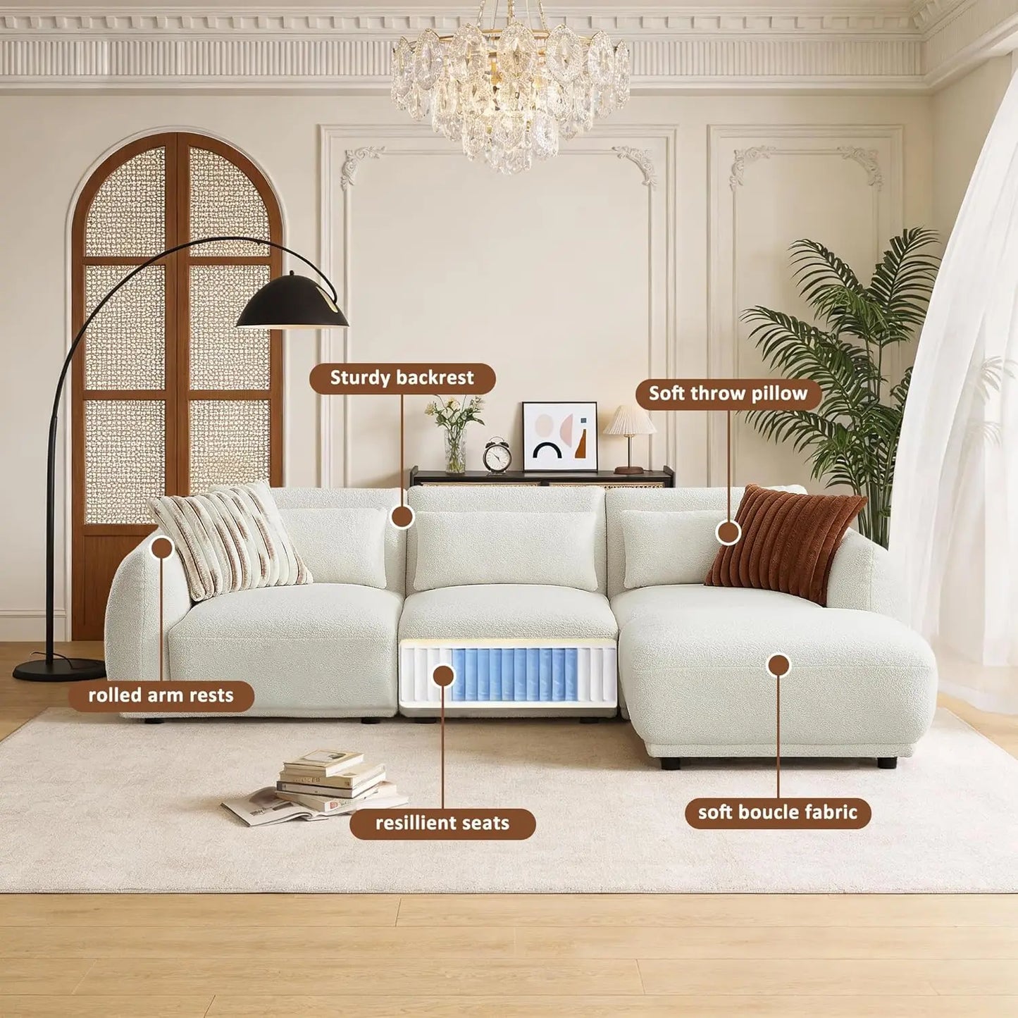 L Shaped Modular Sectional Couch With Convertible Ottoman