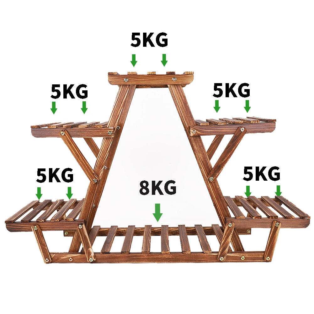 Wisfor 6-Tier Pine Wood Plant Stand Triangle Shelf