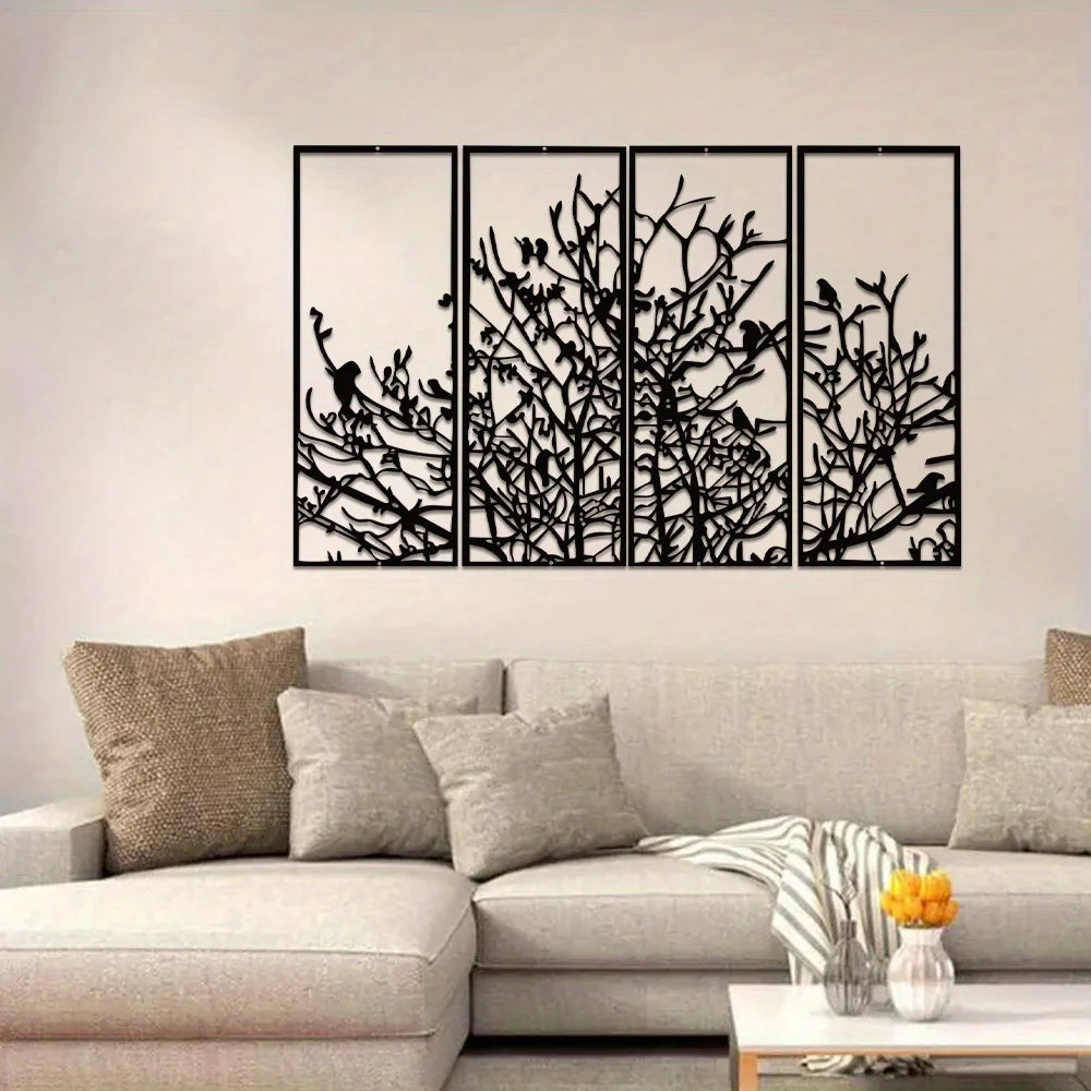 Tree Of Life Four Panel Wall Decor Mid Century