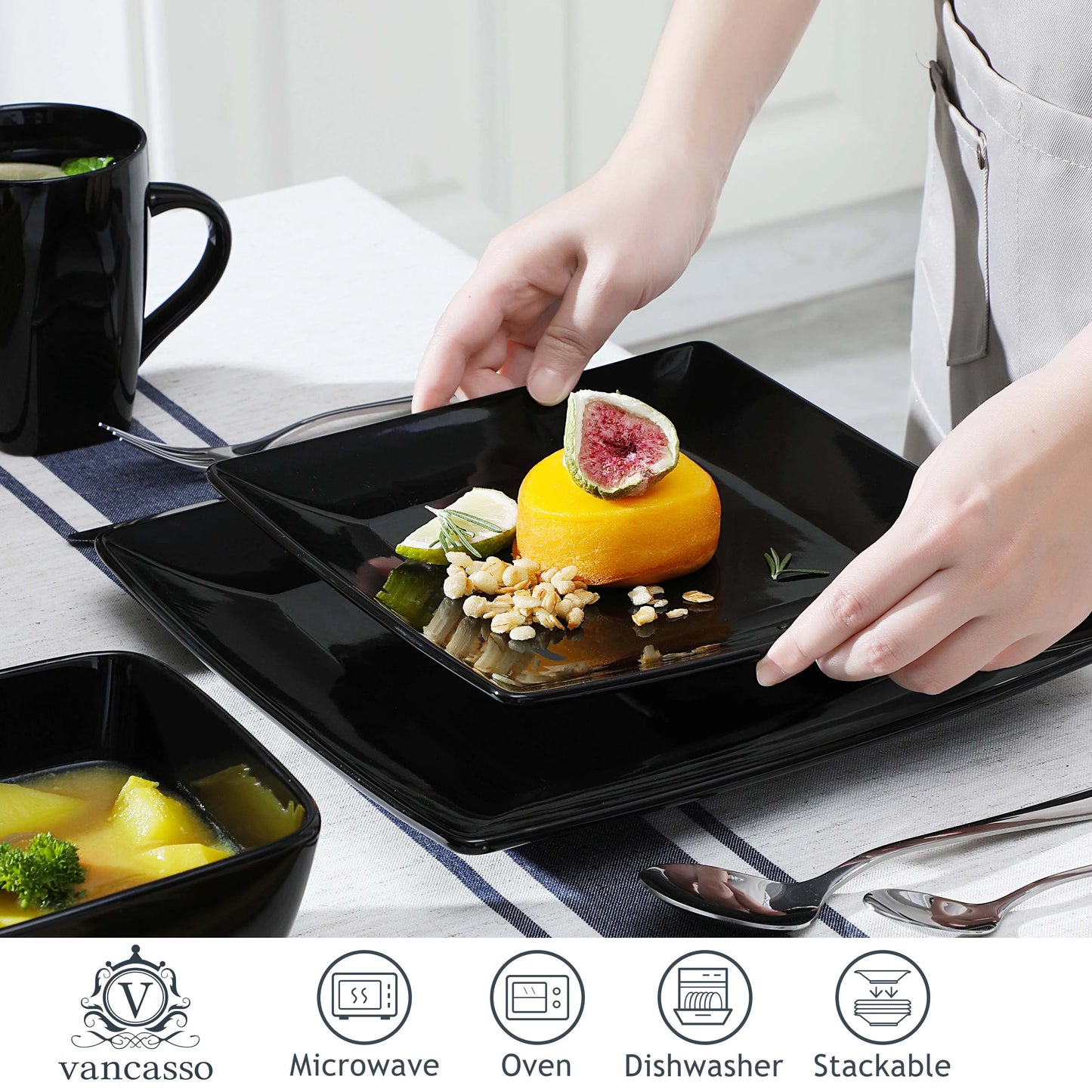 MALACASA SOHO Ceramic Porcelain Dinnerware Set
