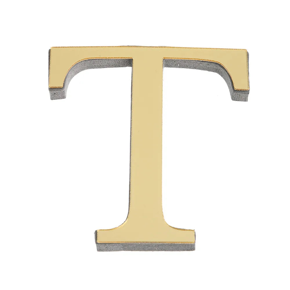 Alphabet 26 Letters 3D Mirror Acrylic Gold Wall Sticker