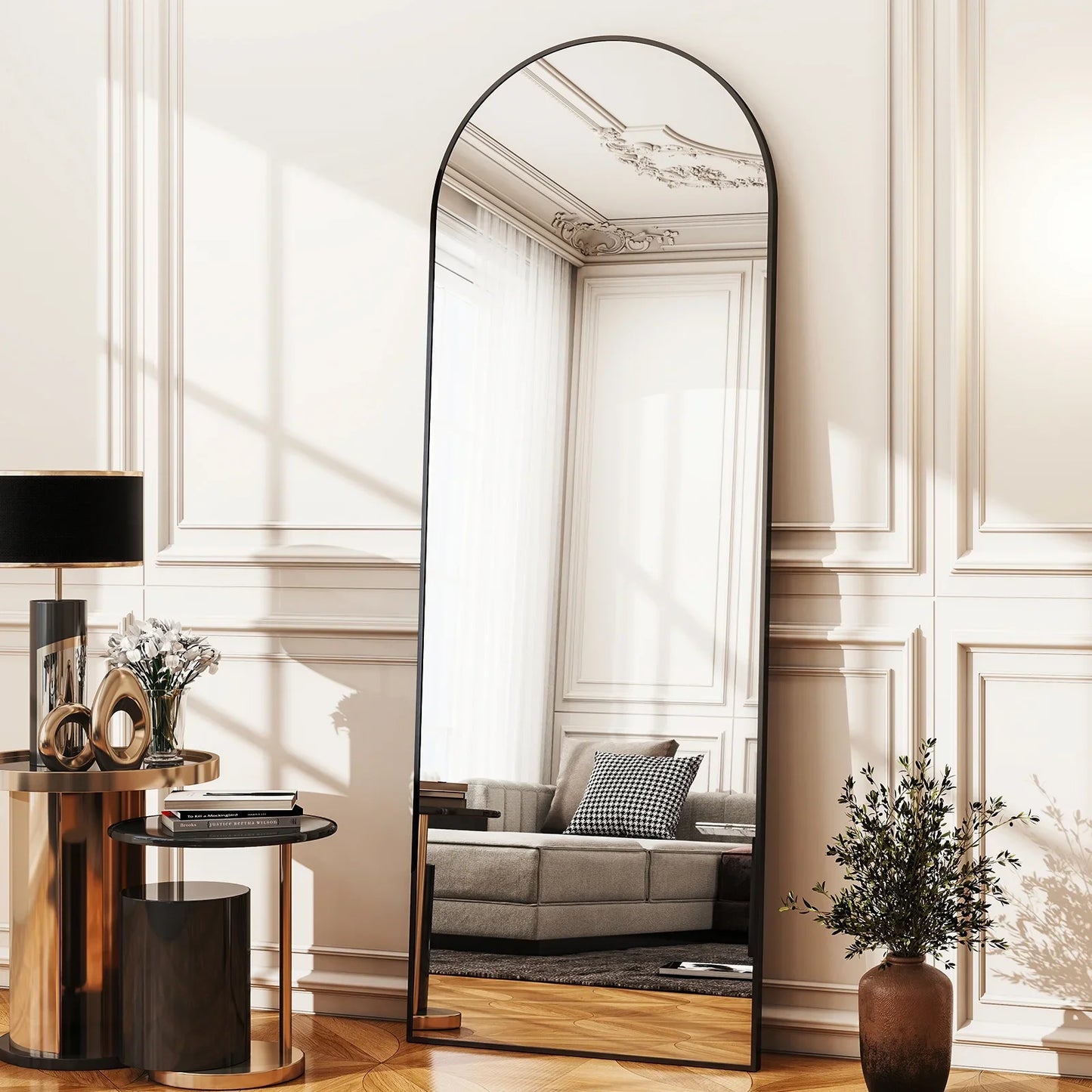 Timeless Elegant Arched Floor Mirror Home Decor