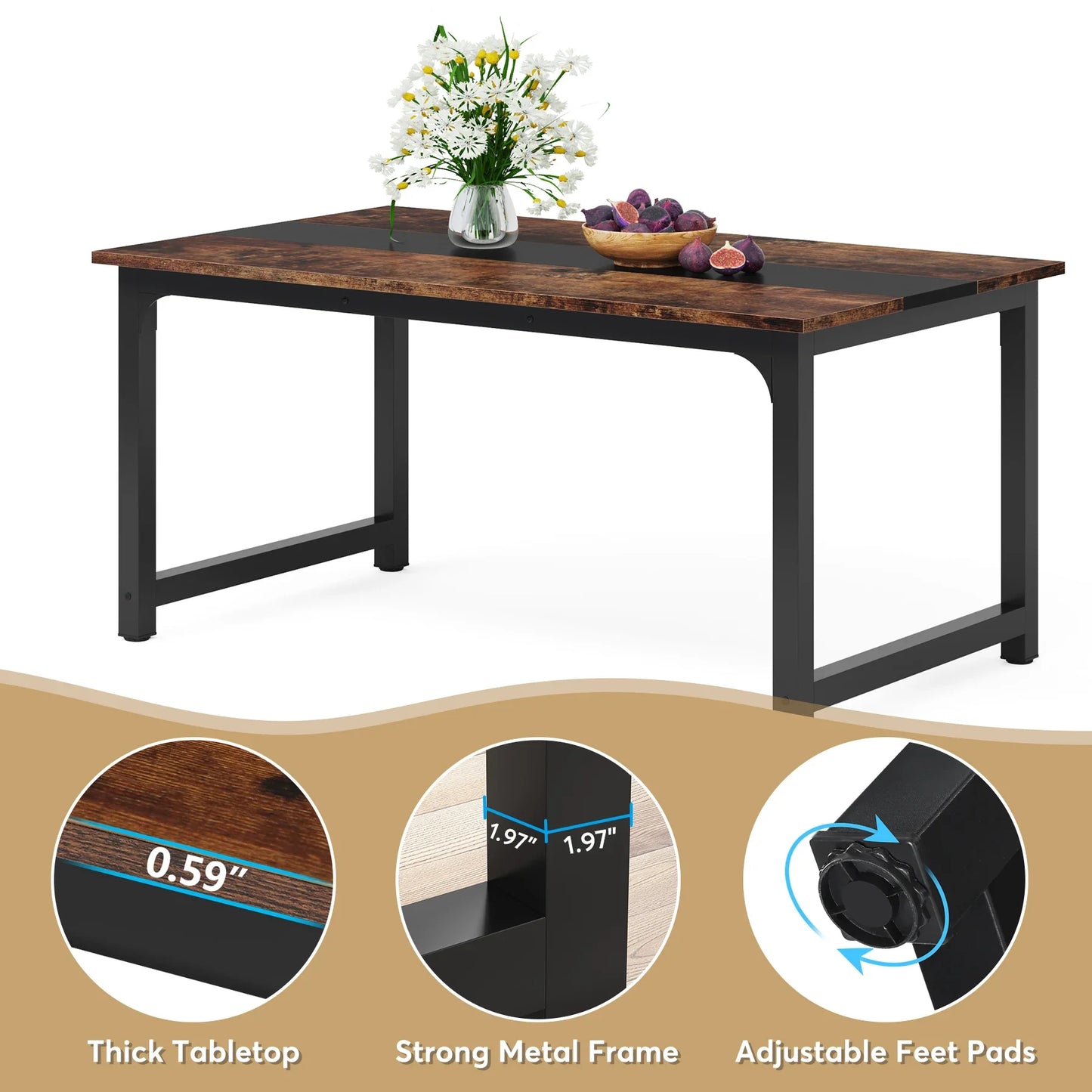 Tribesigns Industrial Dining Table For Kitchen