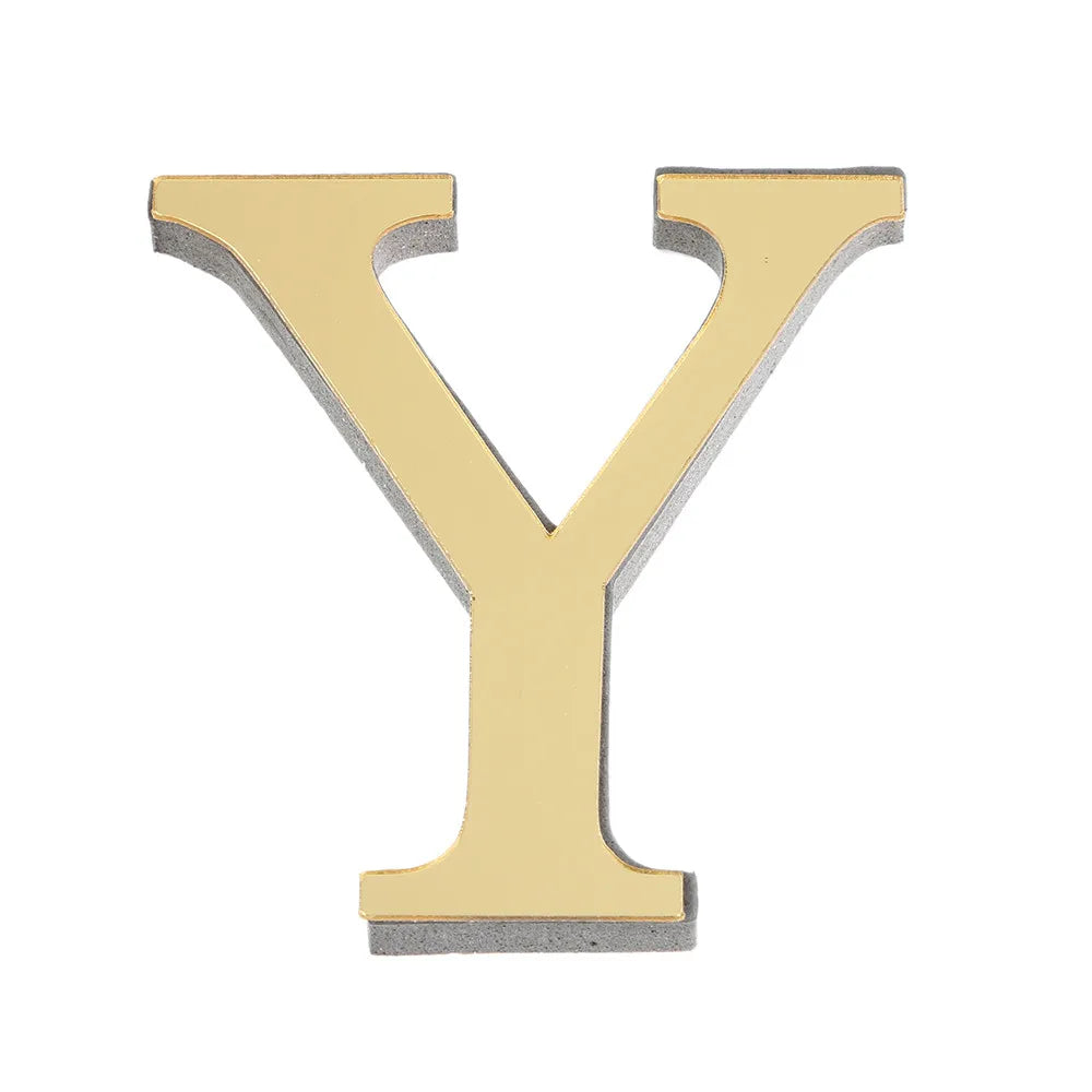Alphabet 26 Letters 3D Mirror Acrylic Gold Wall Sticker