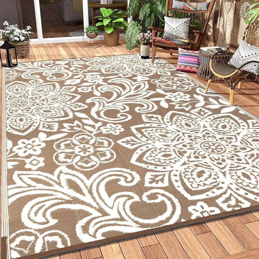 DIXSG Reversible Mandala Outdoor Rug Waterproof