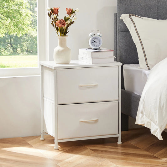 JHK Nightstand Bedside Table With Metal Frame Drawers