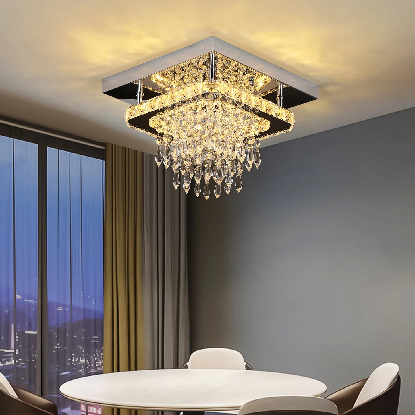 Vetrulus Crystal Led Ceiling Chandelier Light For Dining