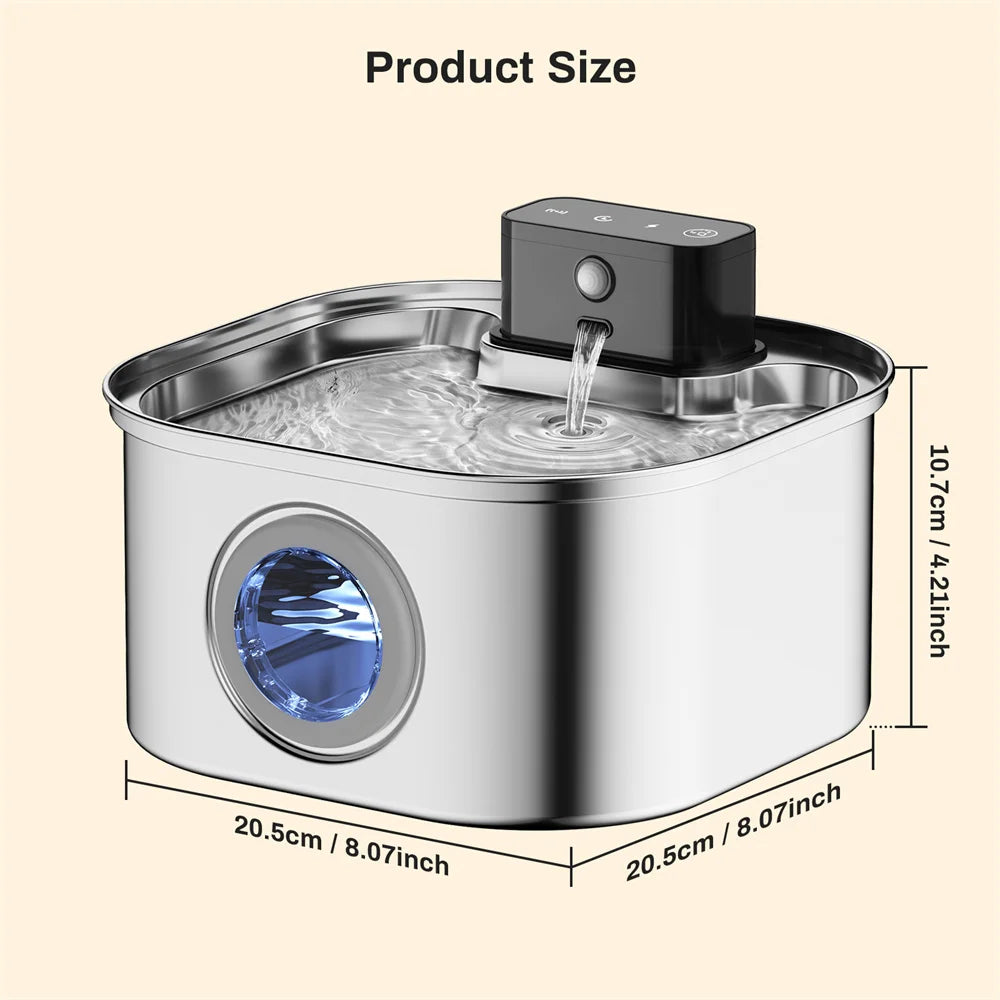 Stainless Steel Pet Water Fountain 3.2L Motion Sensor