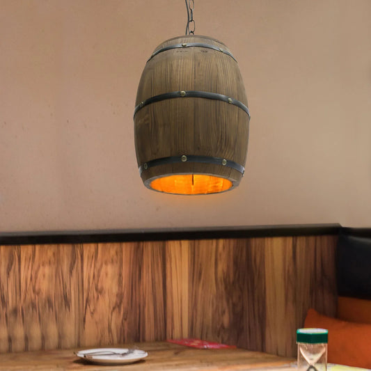 Antique Wood Wine Barrel Pendant Lamp Rustic Ceiling Light