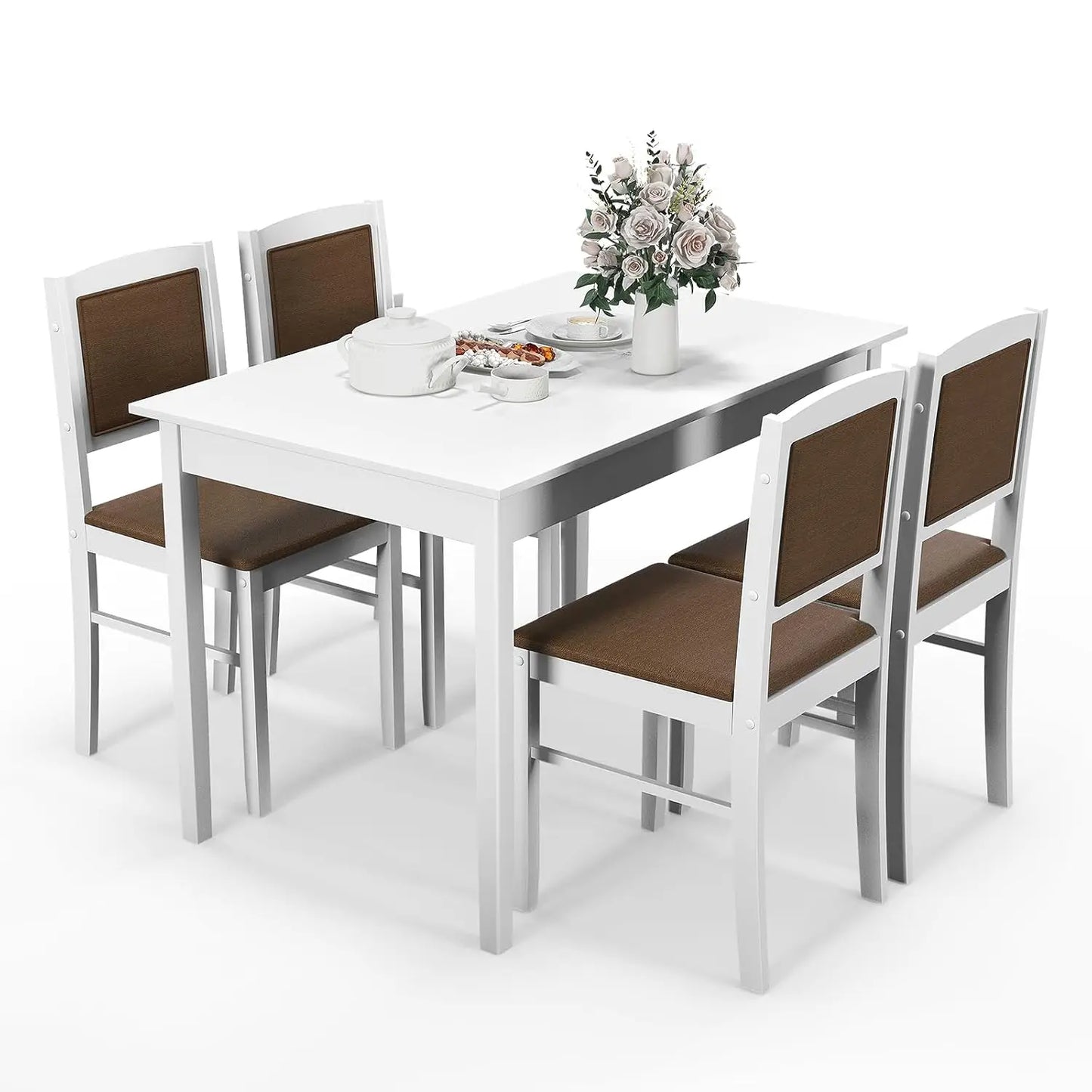 Farmhouse Solid Wood Dining Table Set For Four