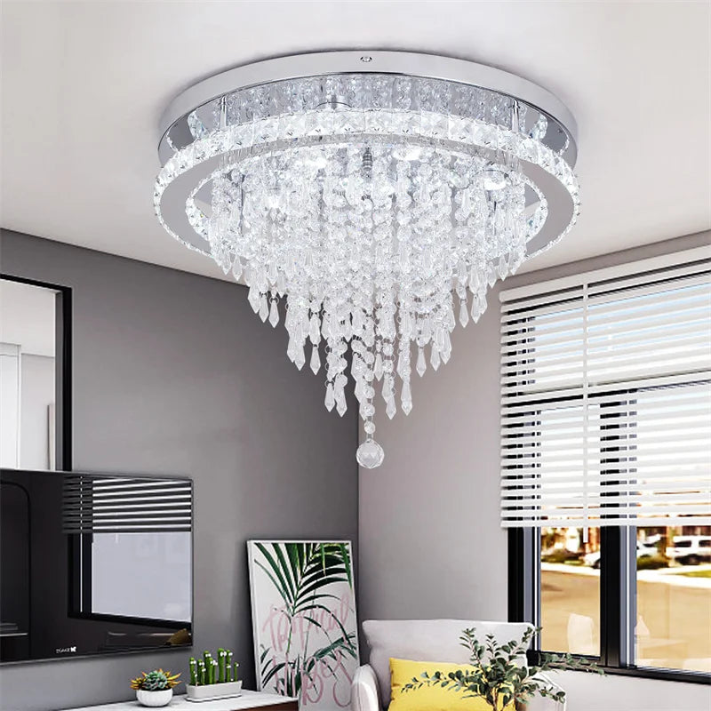 VETRULUS Modern Crystal LED Pendant Chandelier With Remote