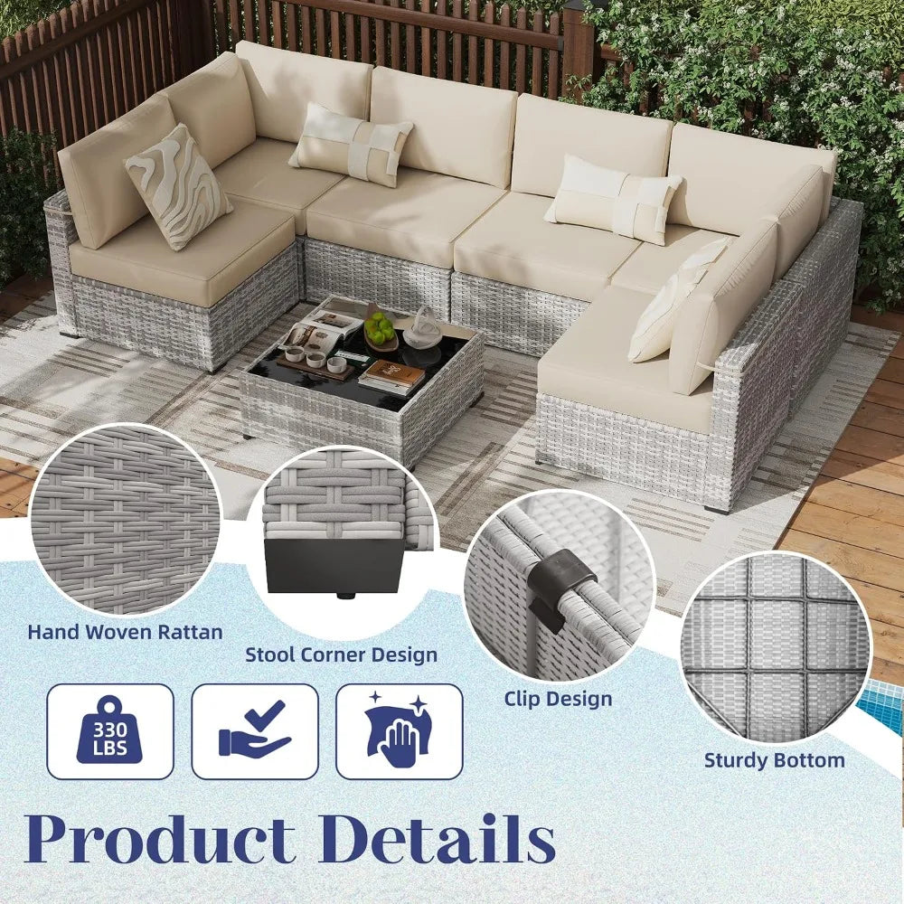 All Weather PE Rattan Modular Sectional Patio Set