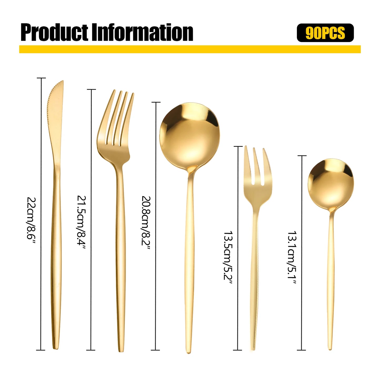 Stainless Steel Silverware Set 90Pcs Heavy Duty for Weddings