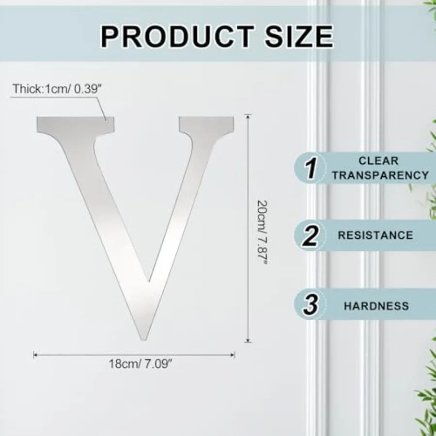 3D Alphabet Mirror Wall Decals Acrylic Adhesive Letters