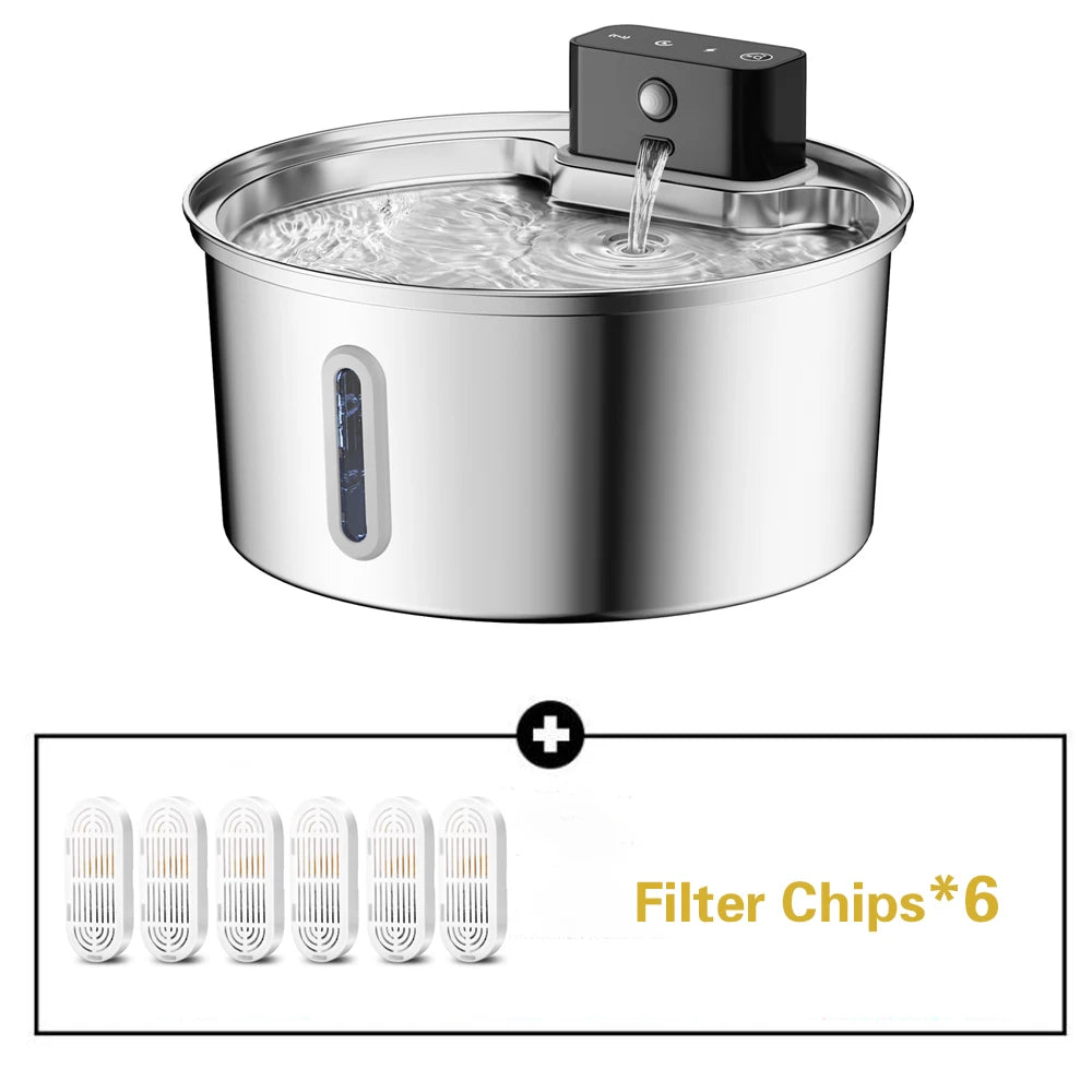 Stainless Steel Pet Water Fountain 3.2L Motion Sensor
