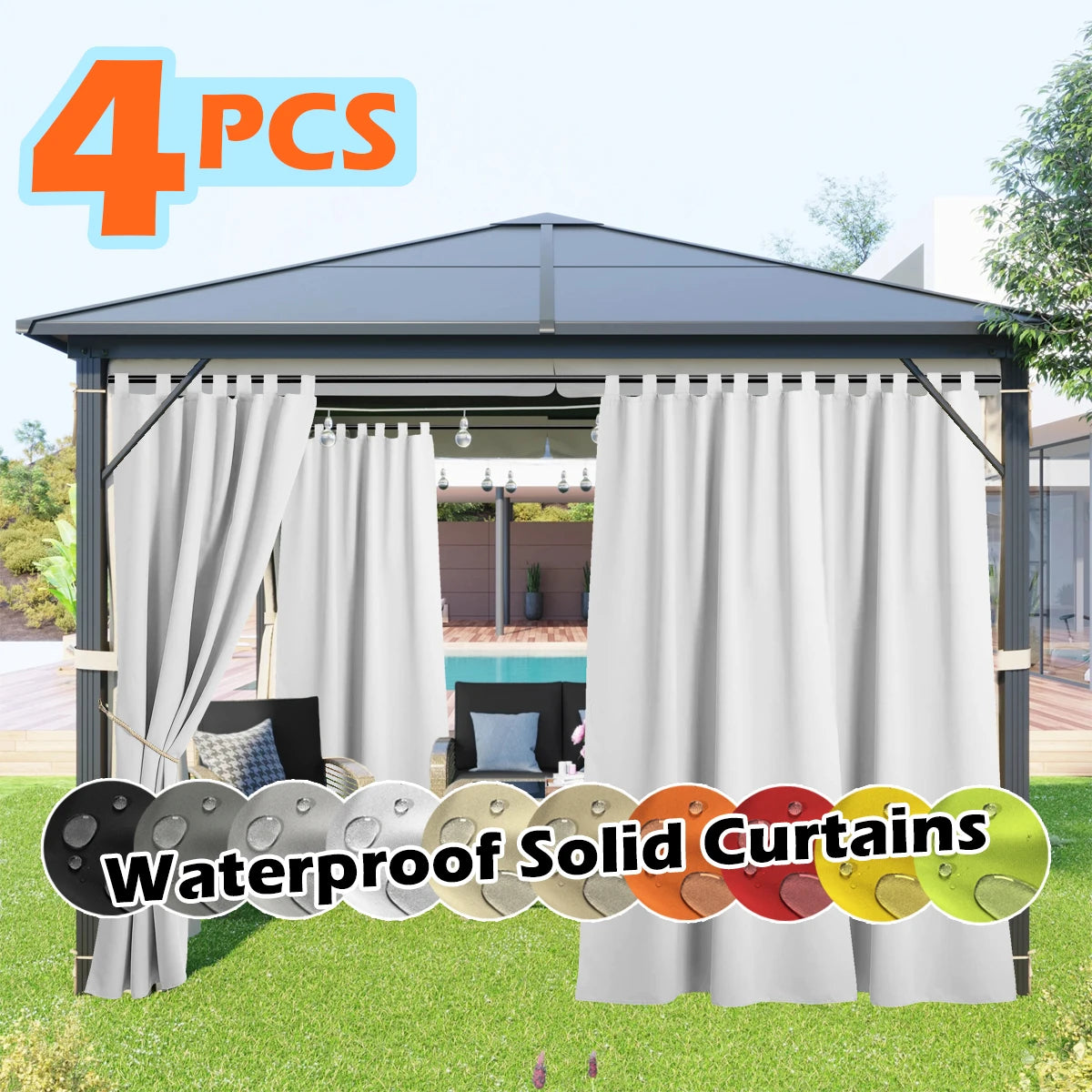 SABALANICA Outdoor Curtains Waterproof UV Resistant Tab Top