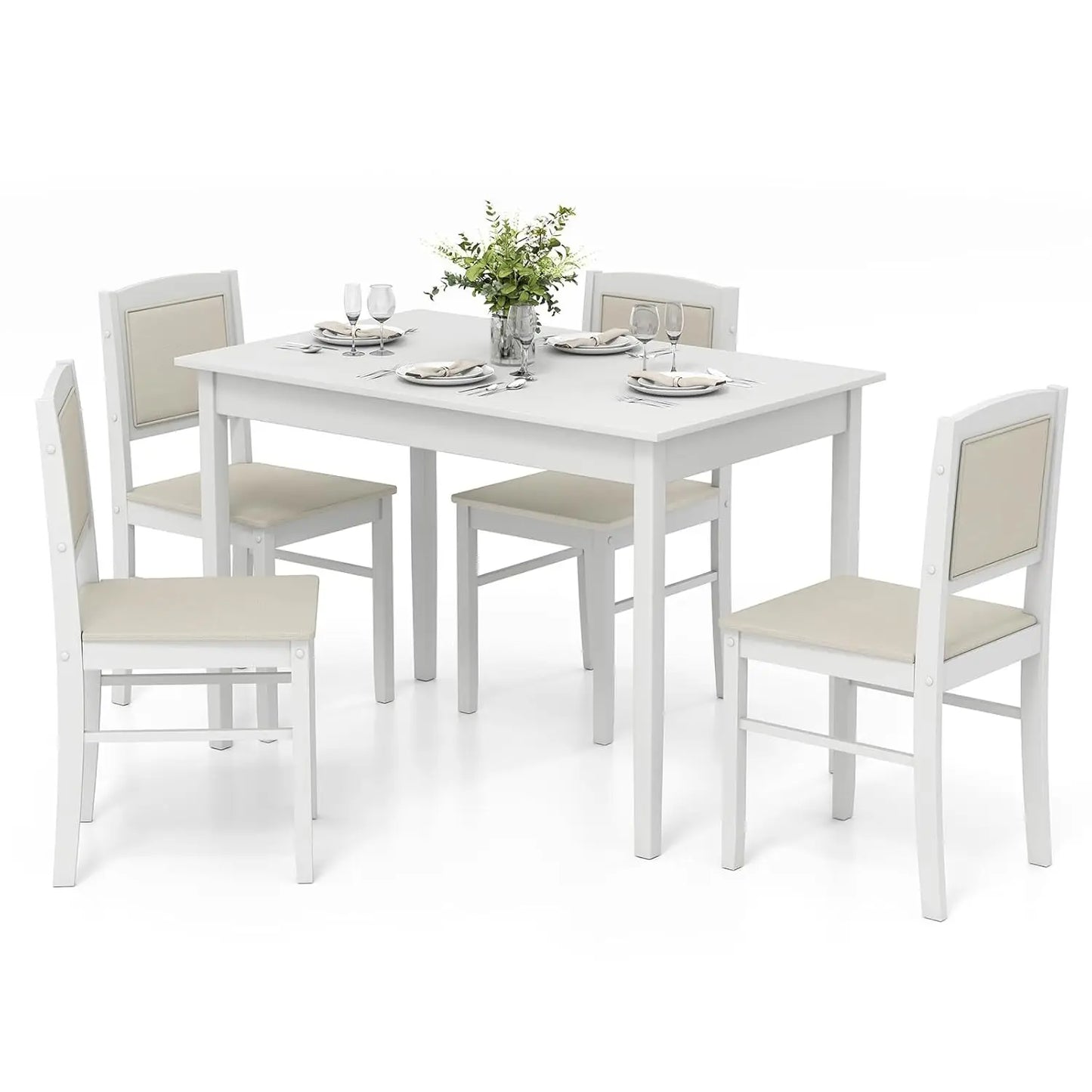 Farmhouse Solid Wood Dining Table Set For Four