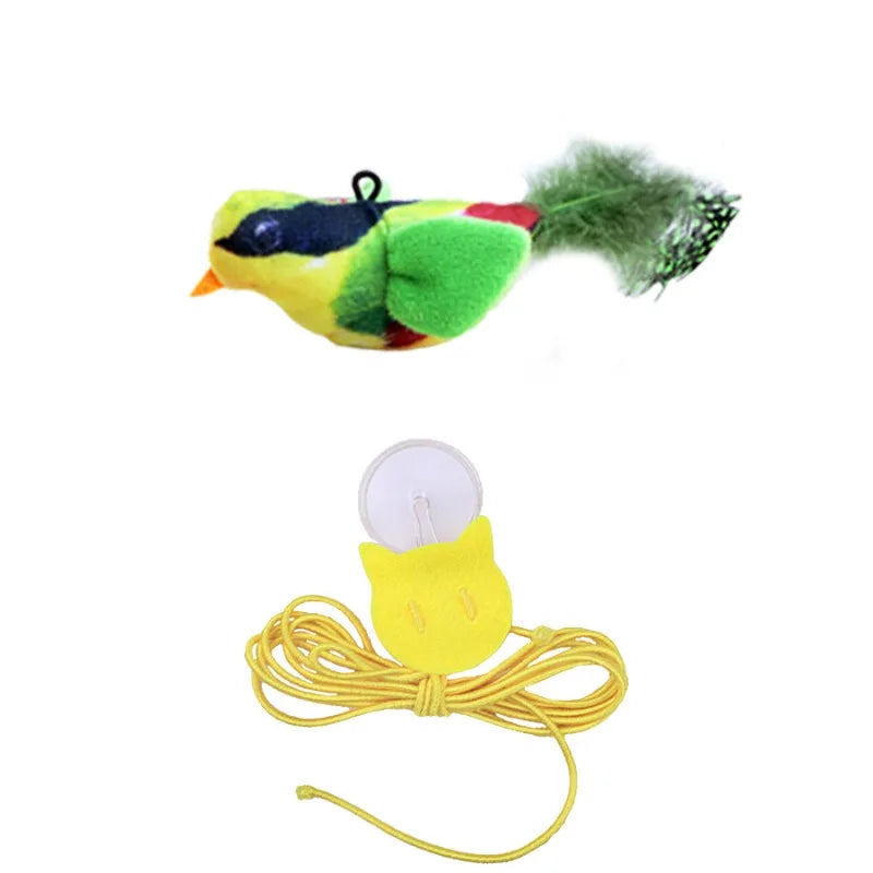 Interactive Cat Toy Flapping Bird Plush With Realistic Chirp