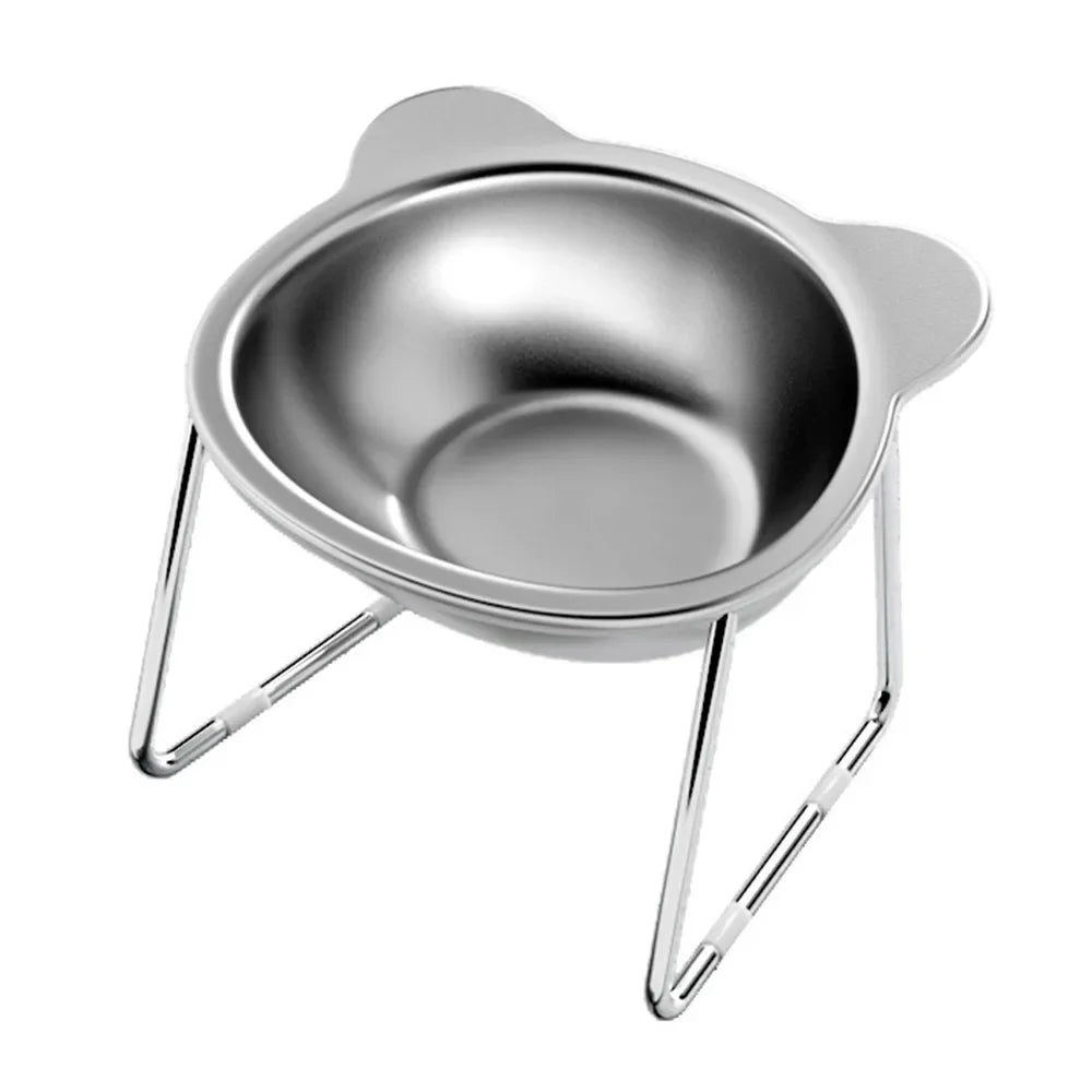 304 Stainless Steel Raised Cat Bowl With Tilted Neck Guard