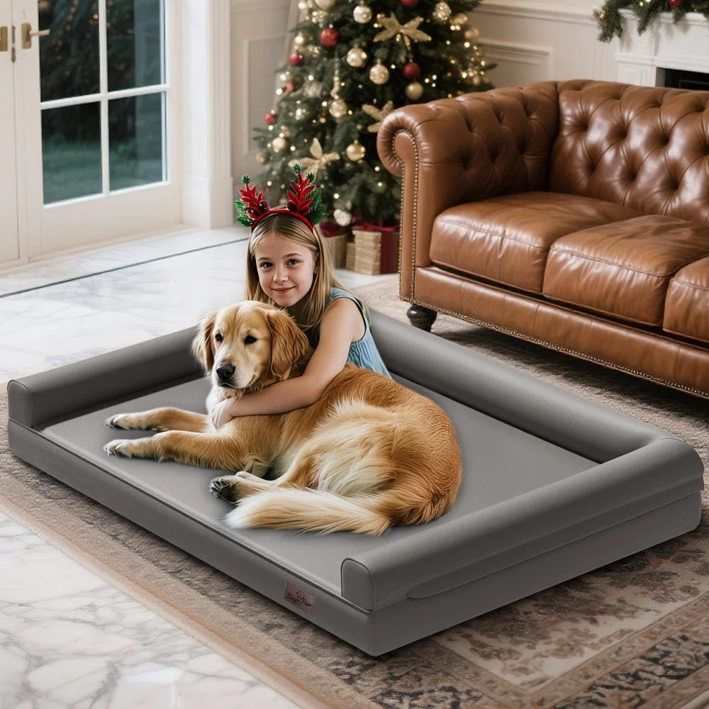 Borwart Orthopedic Dog Bed Bolster With Removable Cover