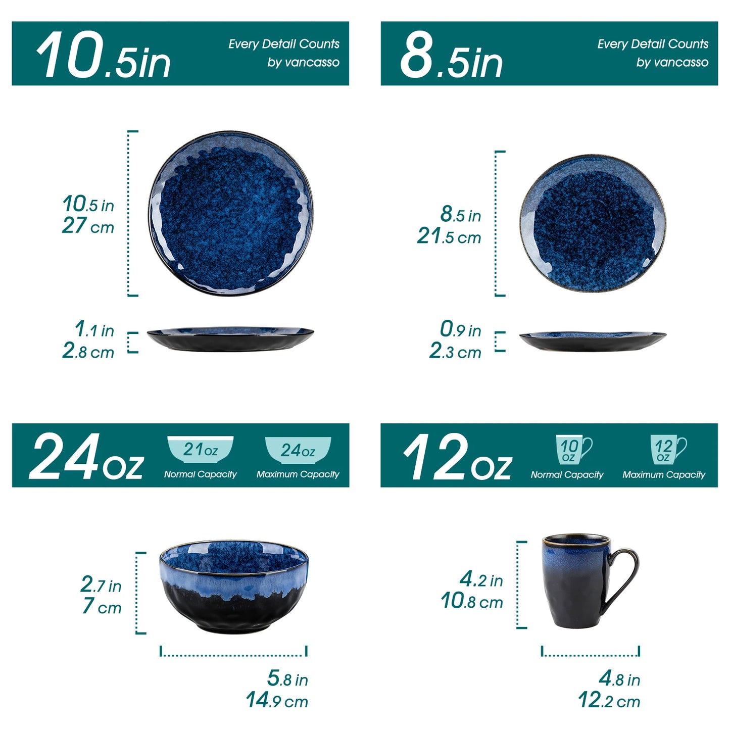 Malacasa Starry Blue Ceramic Dinnerware Set