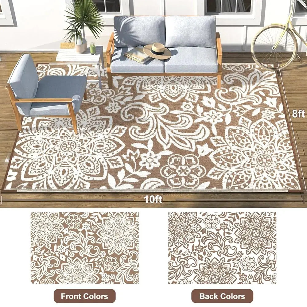 DIXSG Reversible Mandala Outdoor Rug Waterproof